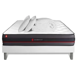 Pack matelas REGEN sommier blanc et Couette 2 oreillers