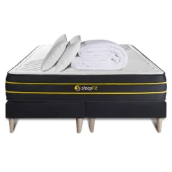 Pack matelas ULTRA double sommiers noir Couette et 2 oreillers