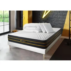 Pack matelas ULTRA sommier blanc Couette 2 oreillers
