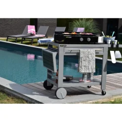 Pack Plancha gaz à poser FINESTA 2 Brûleurs avec capot Housse pour plancha à poser et Kit cuisson plancha