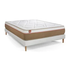 Pack prêt a dormir matelas LE SOYEUX Ressorts ensaches Memoire de forme BioVisco sommier Blanc
