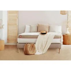 Pack prêt a dormir matelas LE COSY Memoire de forme sommier Beige 2 oreillers,couette