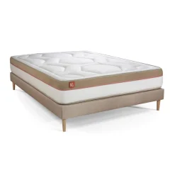 Pack prêt a dormir matelas LE COSY Memoire de forme sommier Beige 2 oreillers,couette