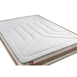 Pack prêt a dormir matelas LE TENDRE Ressorts ensaches Memoire de forme sommier Blanc, 2 oreillers couette