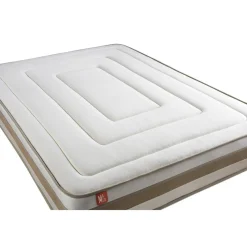Pack prêt a dormir matelas LE RAFFINÉ Ressorts ensaches Memoire de forme BioVisco double sommiers Beige