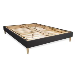 Pack prêt a dormir matelas sommier kit noir 2 oreillers memoire de forme Couette Percale
