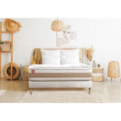 Pack prêt a dormir matelas LE DÉLICAT Ressorts ensaches Memoire de forme et sommier kit Blanc