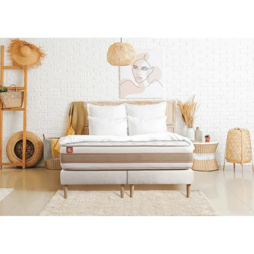 Pack prêt a dormir matelas LE DÉLICAT Ressorts ensaches et Memoire de forme double sommiers Blanc