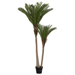 Palmier artificiel en plastique 2 troncs H180cm vert