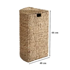 Panier à Linge d'Angle en Jacinthe d'Eau Beige