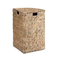Panier à Linge d'Angle en Jacinthe d'Eau Beige