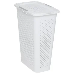 Panier à linge en plastique blanc 42L