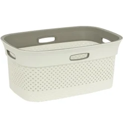 Panier a linge beige lin 45L