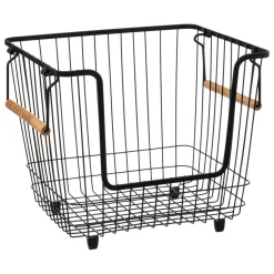 Panier en métal empilable grand format Noir