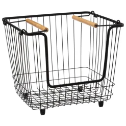 Panier en métal empilable grand format Noir
