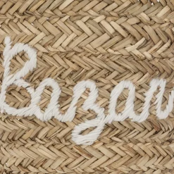 Panier osier broderie blanche