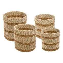 Paniers Jute Rayure Blanc x4