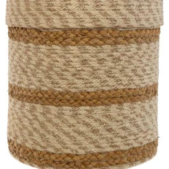 Paniers Jute Rayure Blanc x4