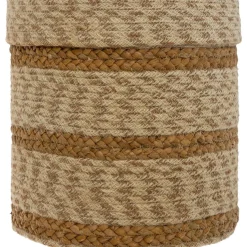 Paniers Jute Rayure Blanc x4