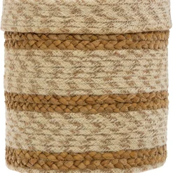 Paniers Jute Rayure Blanc x4