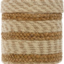 Paniers Jute Rayure Blanc x4