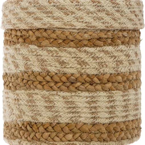 Paniers Jute Rayure Blanc x4
