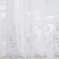 Panneau voilage brodé finition écailles aspect sablé Becquet - Blanc