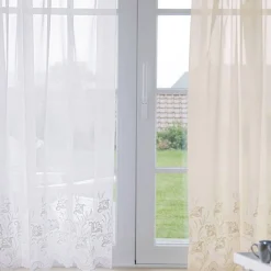 Panneau voilage brodé finition écailles aspect sablé Becquet - Blanc