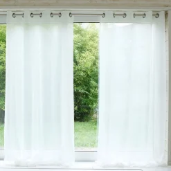 Panneau voilage en étamine 50% lin - Blanc écru