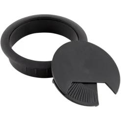 Passe-câbles 'ORGA' en matière plastique noire pour bureau