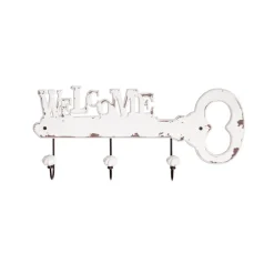 Patère murale blanc avec 3 crochets céramique noire