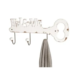 Patère murale blanc avec 3 crochets céramique noire