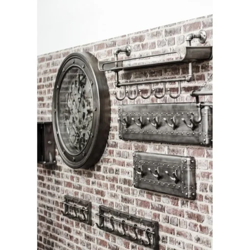 Patère murale en métal avec 5 crochets anthracite