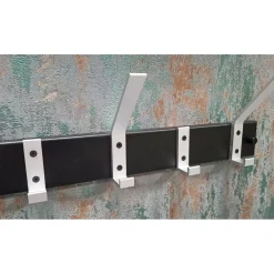 Patère murale en Métal laqué Noir avec 7 crochets en Aluminium