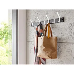 Patère murale en Métal laqué Noir avec 7 crochets en Aluminium