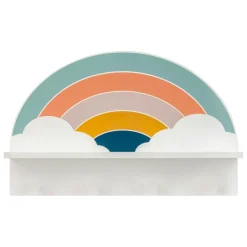 Patère étagère enfant Soel motif arc-en-ciel 4 crochets