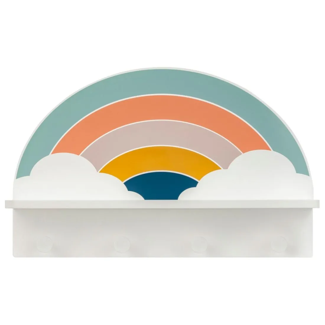 Patère étagère enfant Soel motif arc-en-ciel 4 crochets