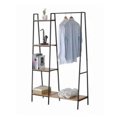 Penderie Industrielle 1 Tablette Basse et 4 Étagères en bois Beige