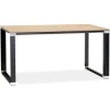 Petit bureau droit design 'XLINE' en bois finition naturelle et métal noir