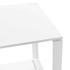 Petit bureau droit design 'BAKUS' en bois et métal blanc