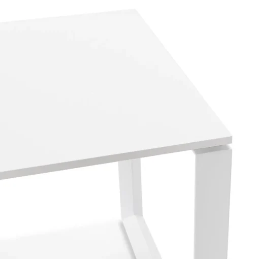 Petit bureau droit design 'BAKUS' en bois et métal blanc