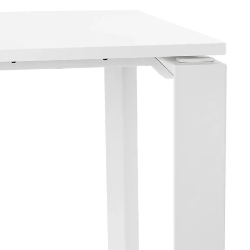 Petit bureau droit design 'BAKUS' en bois et métal blanc
