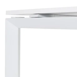 Petit bureau droit design 'BAKUS' en bois et métal blanc