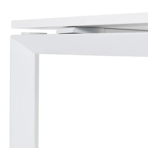 Petit bureau droit design 'BAKUS' en bois et métal blanc