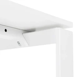 Petit bureau droit design 'BAKUS' en bois et métal blanc