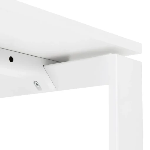 Petit bureau droit design 'BAKUS' en bois et métal blanc