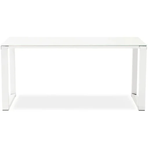 Petit bureau droit design 'XLINE' en verre blanc