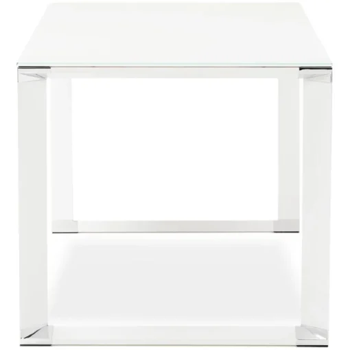 Petit bureau droit design 'XLINE' en verre blanc