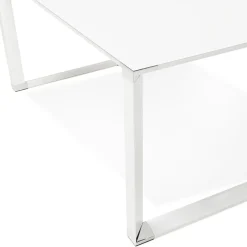 Petit bureau droit design 'XLINE' en verre blanc