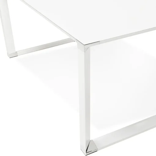 Petit bureau droit design 'XLINE' en verre blanc